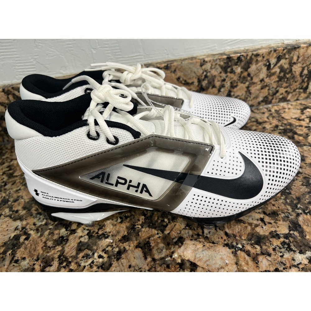 Nike Mens Size 12.5 Air Alpha Menace 4 Pro Football Cleats White IH1256-100 NEW